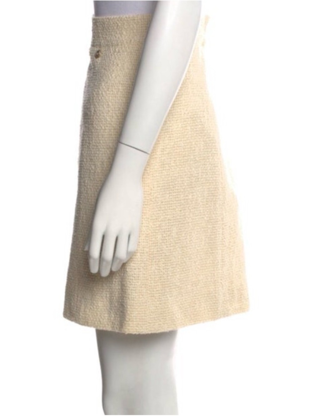 CHANEL Cream Textured Mini Skirt - Picture 2 of 10